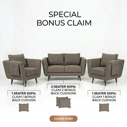 Kinami - Ajeg - Sofa Set 2-1-1 Seater Aiko Anti Cakar / Sofa Minimalis Modern Empuk dan Santai Gaya Japandi - gambar 4