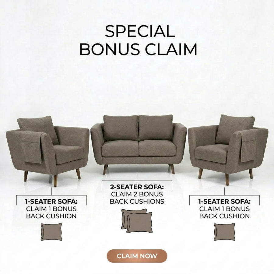 Kinami - Ajeg - Sofa Set 2-1-1 Seater Aiko Anti Cakar / Sofa Minimalis Modern Empuk dan Santai Gaya Japandi - gambar 4