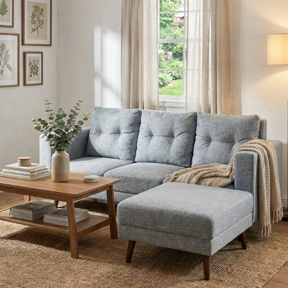 Kinami - Ajeg - Sofa 3 Seater Sudut Chio / Sofa Untuk 3 Orang Desain Modern Minimalis / Sofa Sudut 3 Dudukan Full Busa Untuk Selonjoran - gambar 2