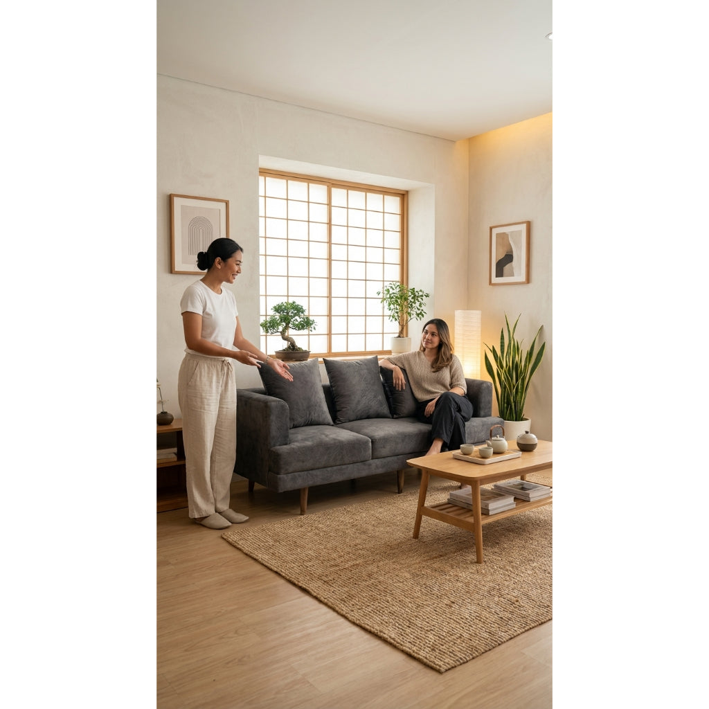 Kinami - Ajeg - Sofa 3 Seater Spica Anti Cakar / Sofa Untuk 3 Orang Gaya Japandi Minimalis Modern Empuk dan Santai - gambar 7