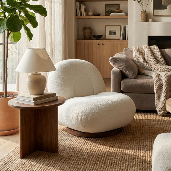 Kinami - Ajeg - Sofa Mochi Pacha 1 Seater Minimalis / Sofa 1 Dudukan / Kursi Bulat Empuk Ruang Tamu Aesthetic - Stool Bench Bangku Kursi Putar Ergonomis - gambar 2