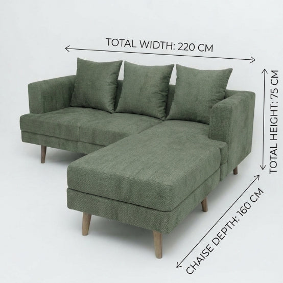 Kinami - Ajeg - Sofa 3 Seater Sudut Spica Anti Cakar / Sofa Untuk 3 Orang Gaya Japandi Minimalis Modern Empuk dan Santai - gambar 8