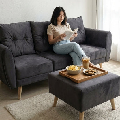 Kinami - Ajeg - Sofa 3 Seater Sudut Kobe Standar Anti Cakar / Sofa 3 Dudukan Selonjoran dan Lesehan Minimalis Modern / Kursi Empuk Ruang Tamu Aesthetic Gaya Japandi Minimalis Modern Empuk dan Santai Untuk 3 Orang - gambar 5