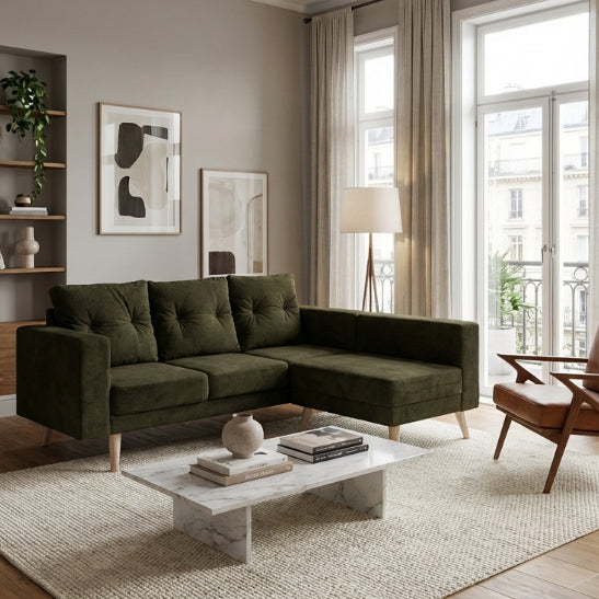 Kinami - Ajeg - Sofa 3 Seater Sudut Variasi Chio / Sofa Untuk 3 Orang Desain Modern Minimalis / Sofa Sudut 3 Dudukan Full Busa Untuk Selonjoran - gambar 2