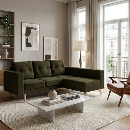Kinami - Ajeg - Sofa 3 Seater Sudut Variasi Chio / Sofa Untuk 3 Orang Desain Modern Minimalis / Sofa Sudut 3 Dudukan Full Busa Untuk Selonjoran - gambar 2
