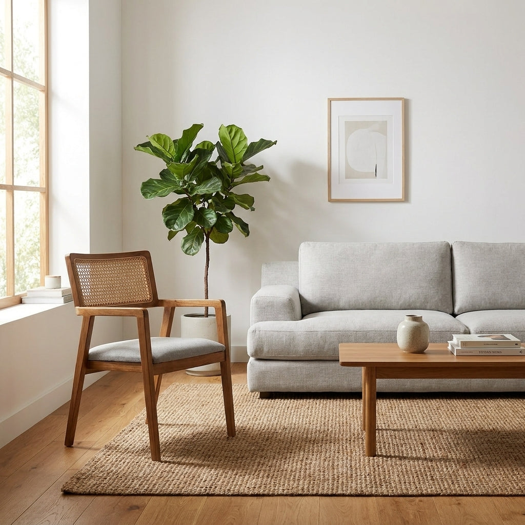Kagumi - Ajeg - Kursi Makan Tami Full Jati Kombinasi Rotan / Bangku Minimalis Untuk Teras Rumah dan Ruang Tamu - gambar 5